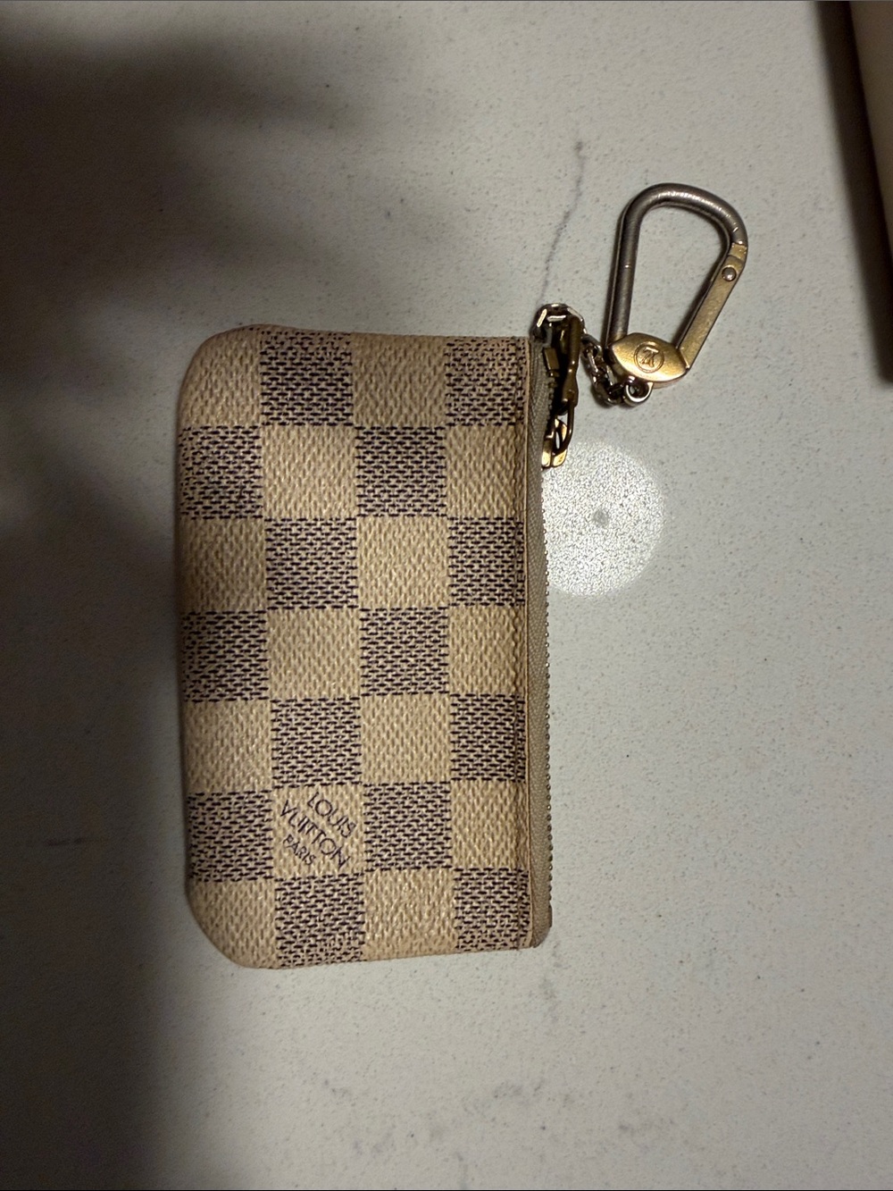 Louis Vuitton Damier Azur Key Pouch - white used authentic
